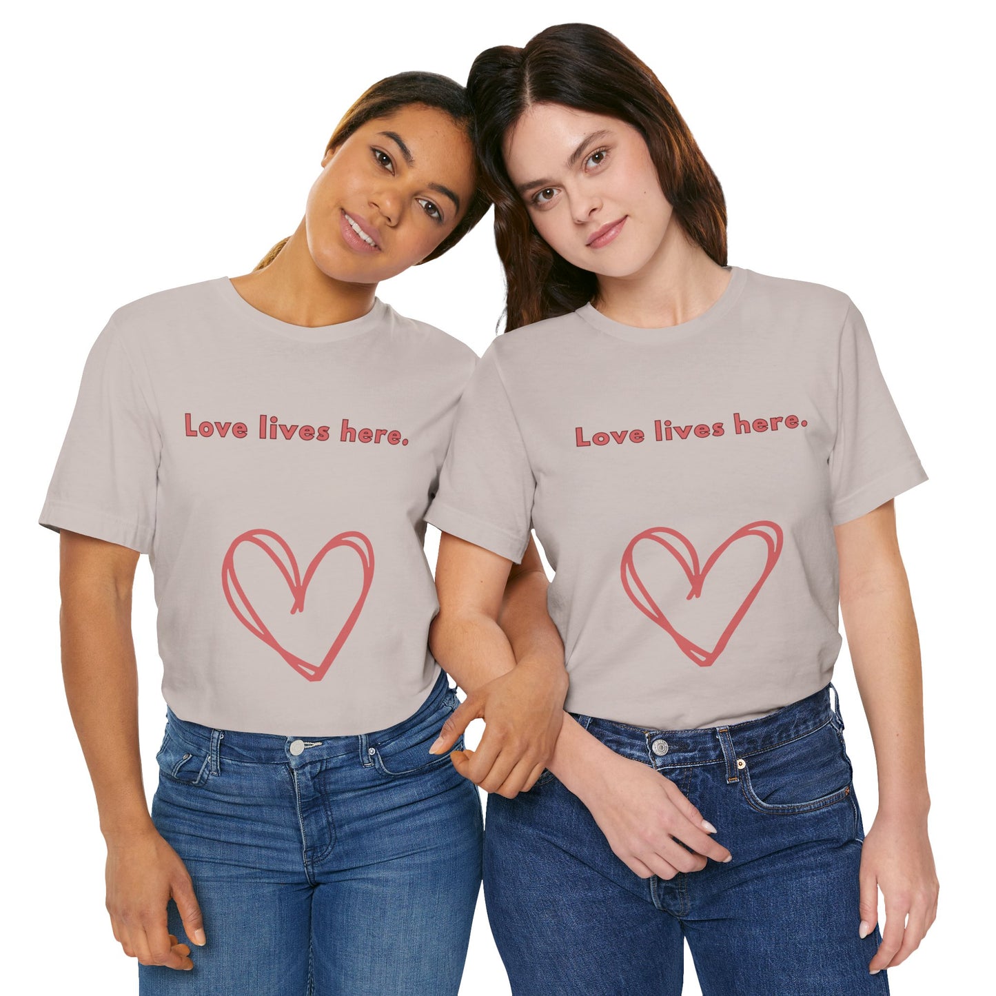 Love Lives Here Unisex Jersey Tee - Inspiring Heart Design, Perfect for Everyday Wear