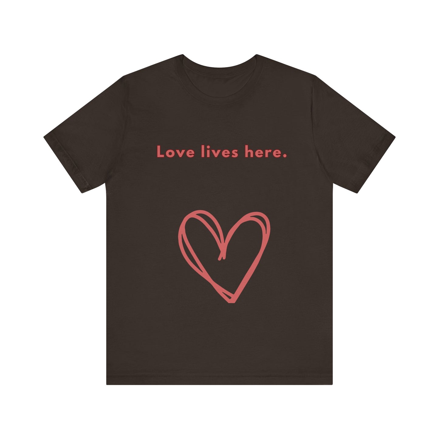 Love Lives Here Unisex Jersey Tee - Inspiring Heart Design, Perfect for Everyday Wear